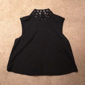 High neck black blouse